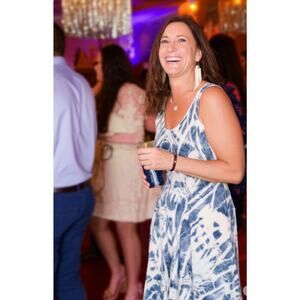 NEW LuLaRoe Women’s Watercolor Nicki Sleeveless Dress with Pockets Blue White M